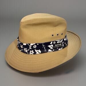 Vintage Panama Jack Canvas Khaki Blue Floral Safari Hat Men’s Large Outback